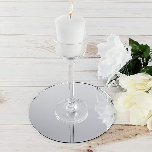 Miniatura 5 de FixtureDisplays Espejo de cristal de 6 "espejos de mesa de vidrio redondos para centros de mesa de bodas y tiendas de fiesta 18827-NPF