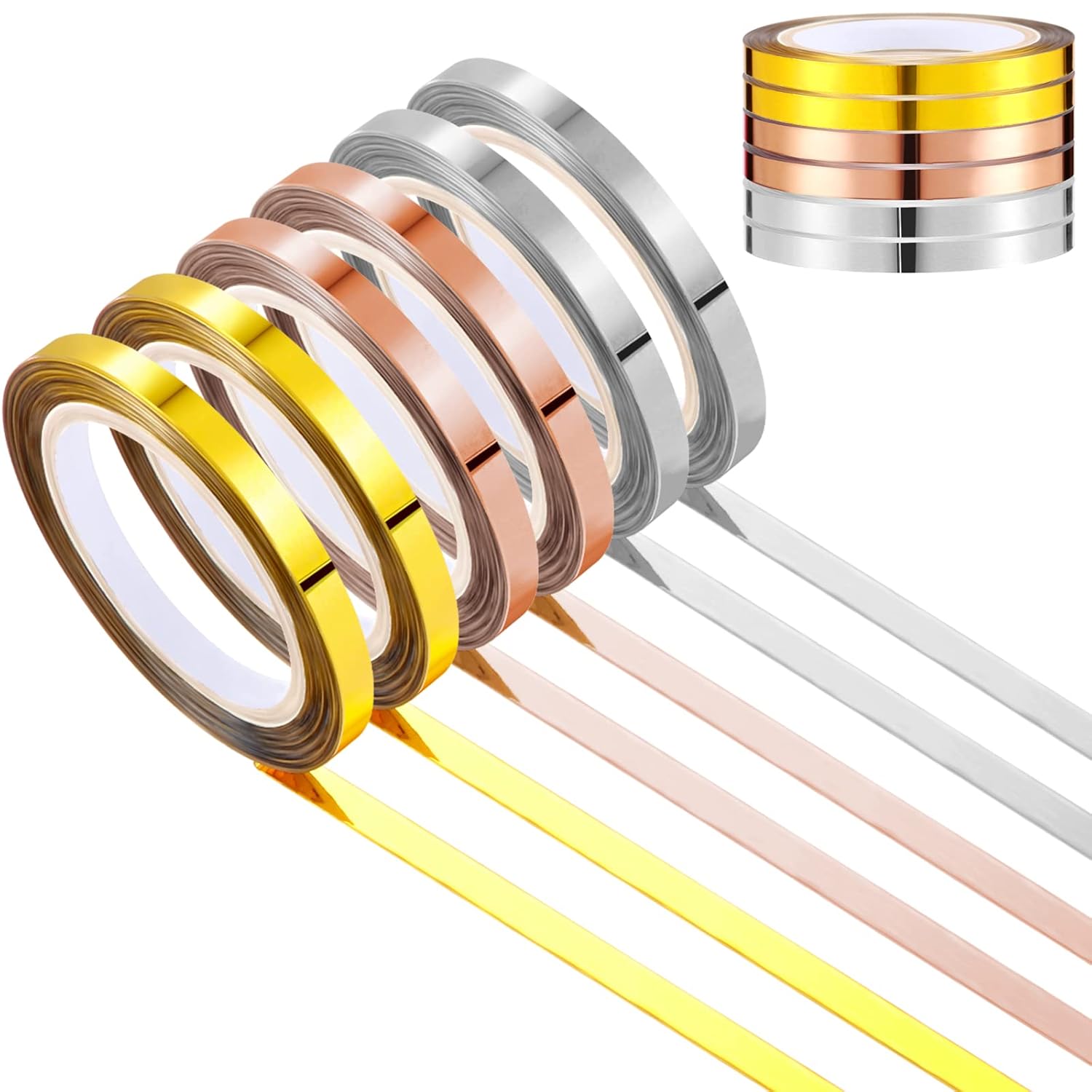 Frienda 6 Pcs Mirror Tape Polyester Film Thin Foil Washi