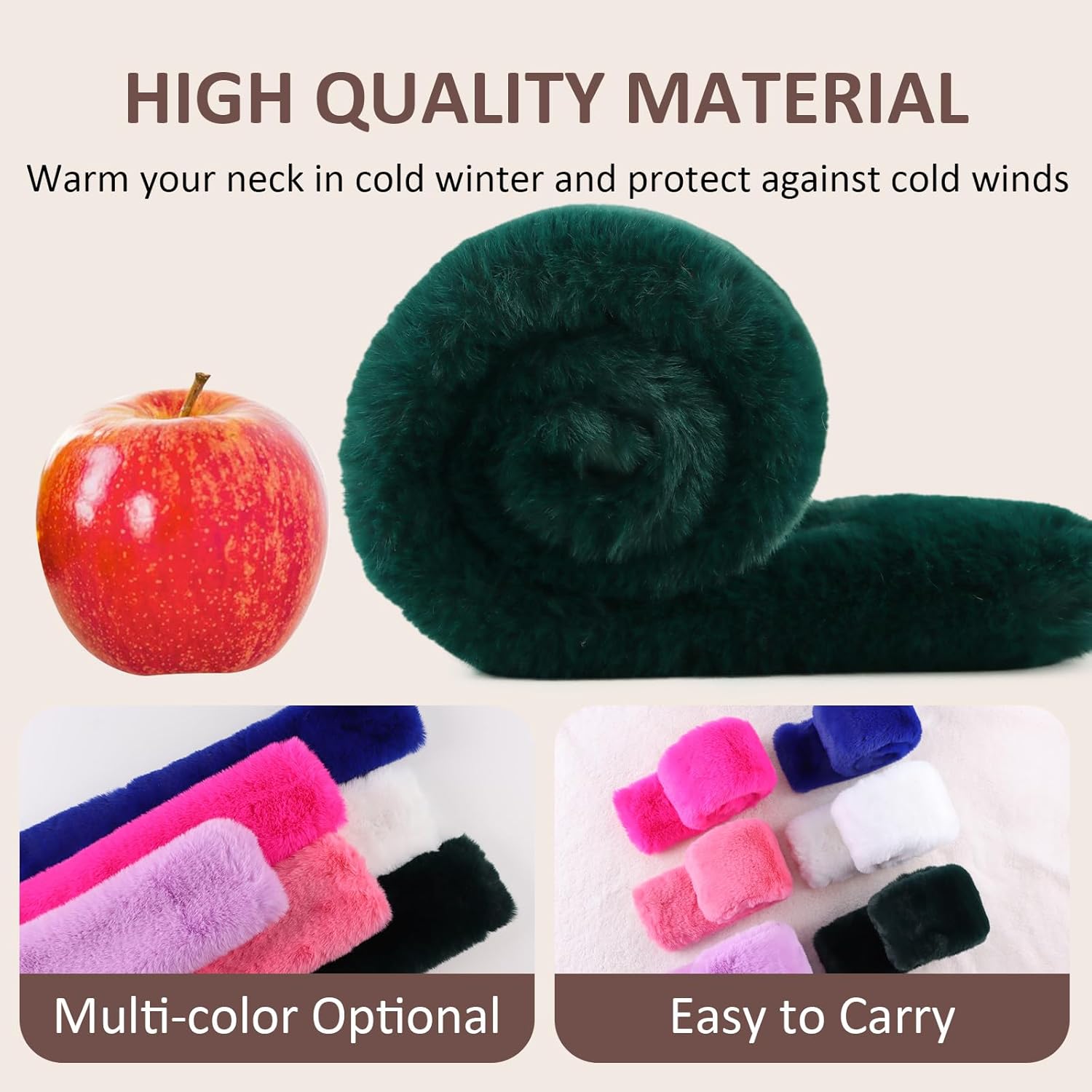 Women Fur Collar Scarf Winter Faux Fur Scarves for Women Cold Weather Lady Neck Warmer - Image 6