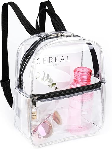 Miniatura 4 de Keepcross Pequeña mochila transparente para estadio Mini - Bolso transparente Platic lindo aprobado por el estadio, Negro -, Mochila pequeña