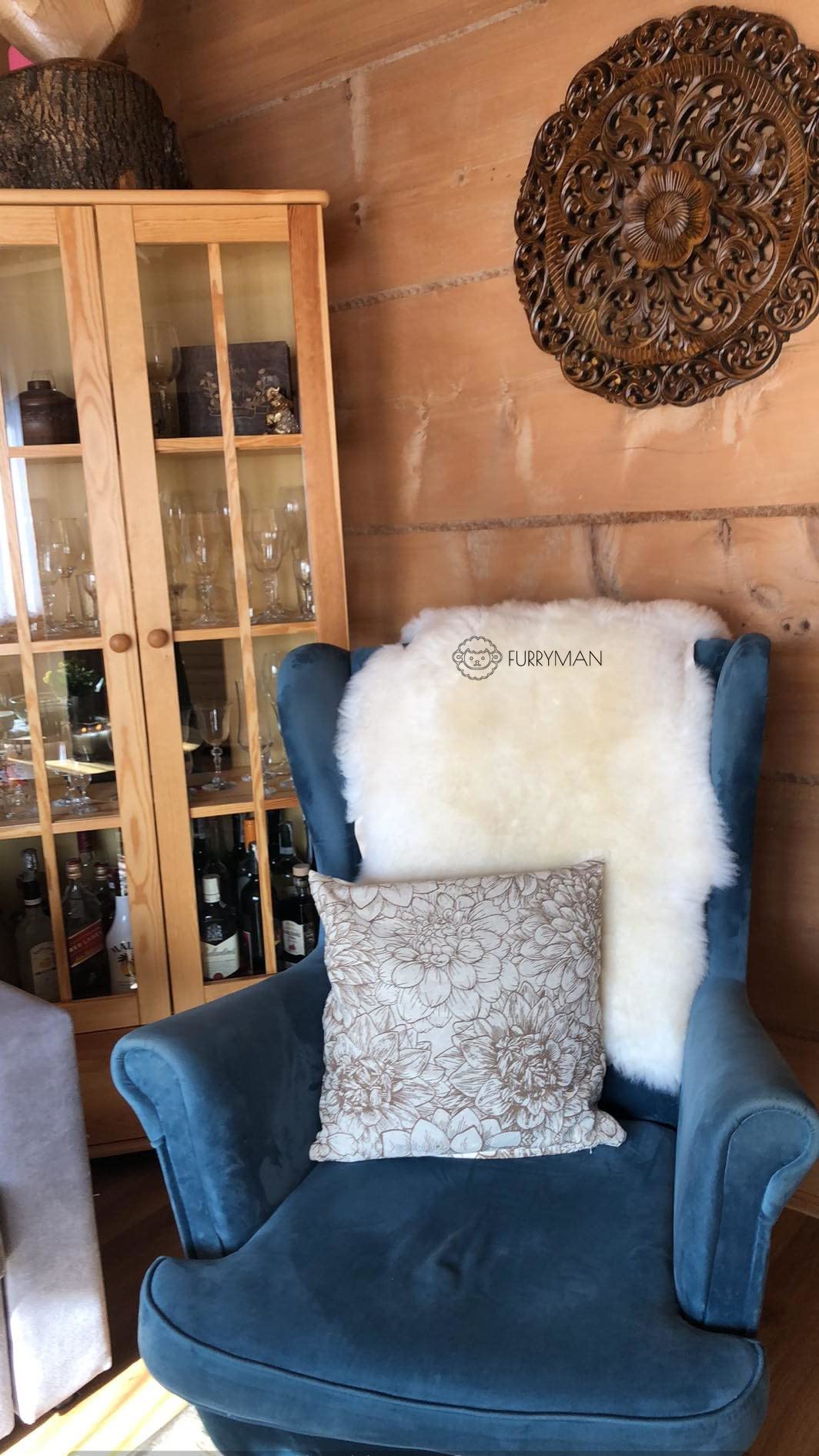 Natürliche Lammfell – groß weißes Schafsfell, 120 x 60 cm, chromfrei – Schafsfelldecken – naturbelassenes Lammfell - naturfell