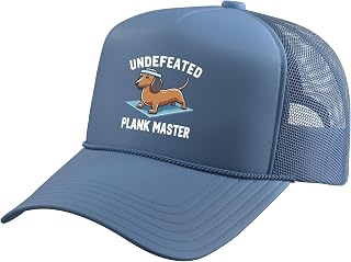 Wiener Dog - Sports Lover Undefeated Plank Master Dachshund Trucker Hat with Adjustable Mesh Back