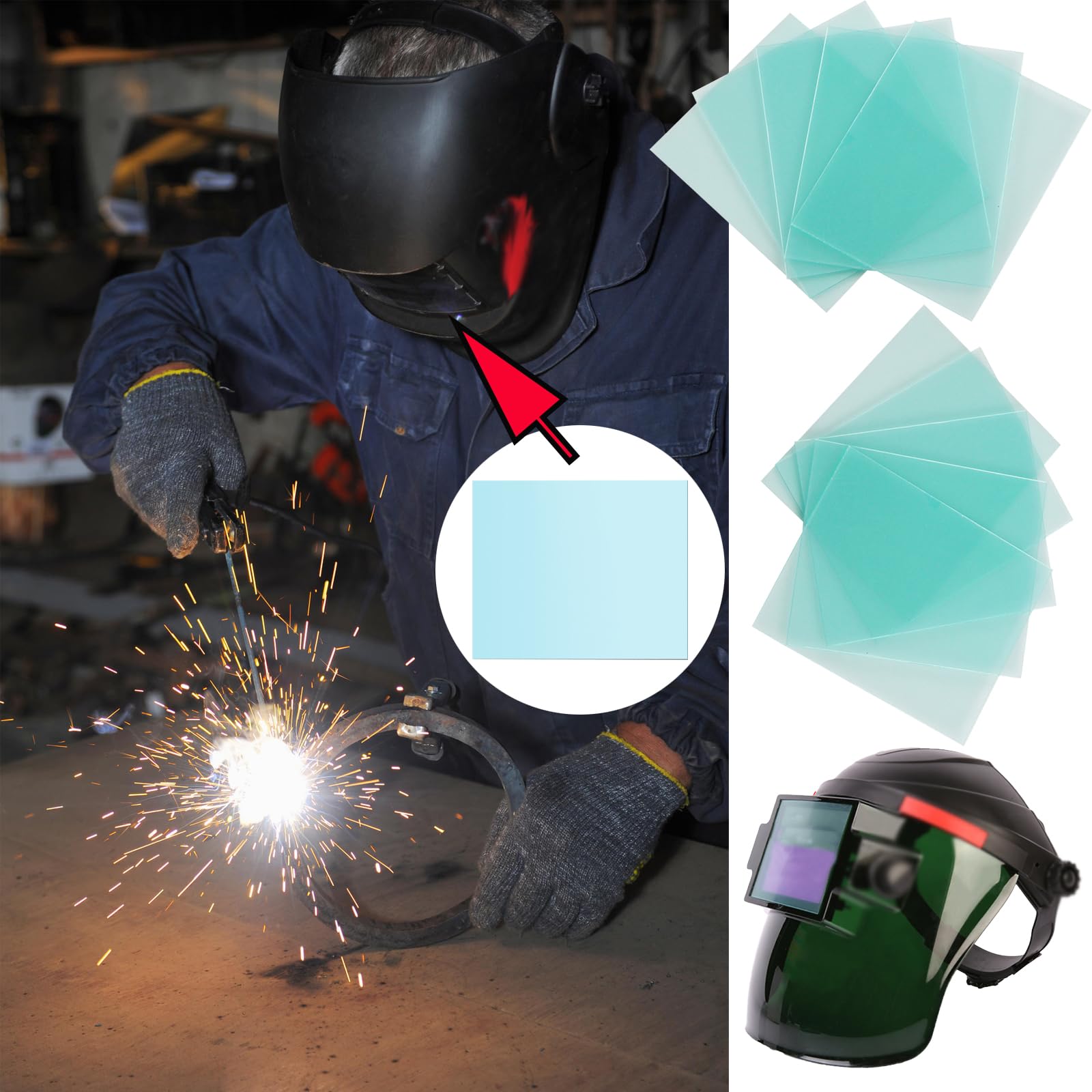 20 lentes protectoras de repuesto para lentes de soldadura, 4.5 x 5.25 x 0.04 pulgadas, cubiertas de lente transparente para casco de soldadura con oscurecimiento automático solar