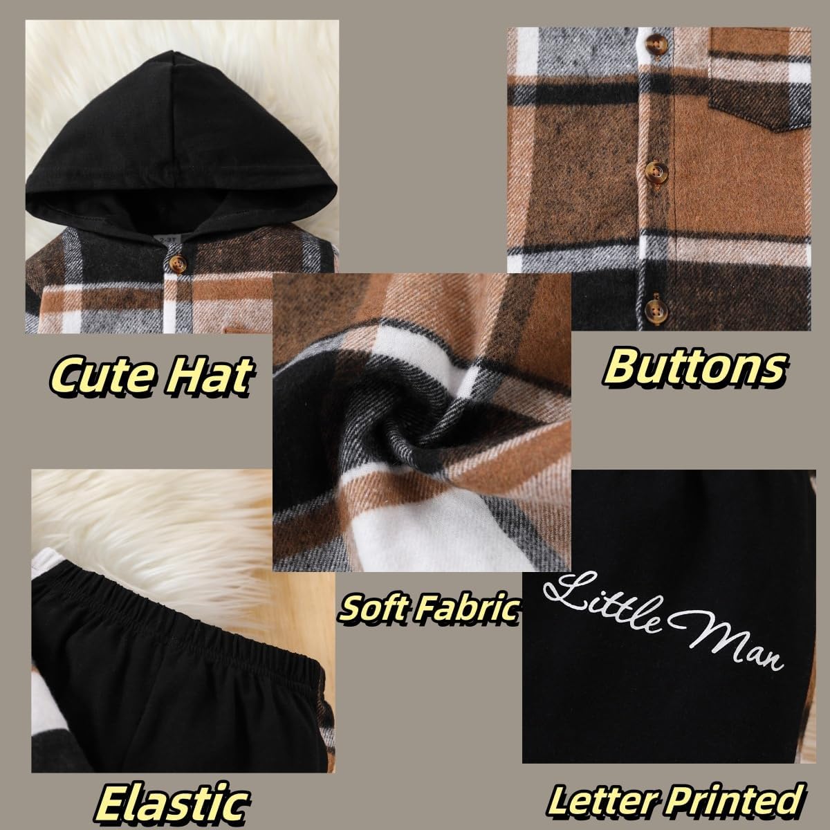 Toddler Baby Boy Clothes Plaid Long Sleeve Hoodie Sweatshirt + Pants 2pcs Boys Outfit Set - Image 6