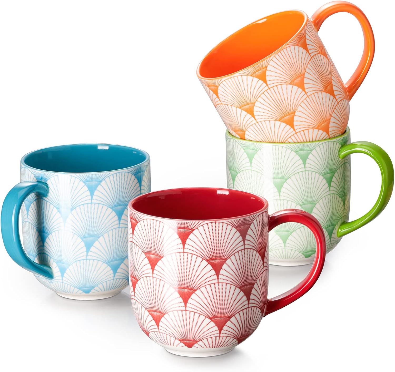 DOWAN Coffee Mugs, 22 Oz Large Coffee Mugs Set of 4 with Handles, Ceramic Mug with