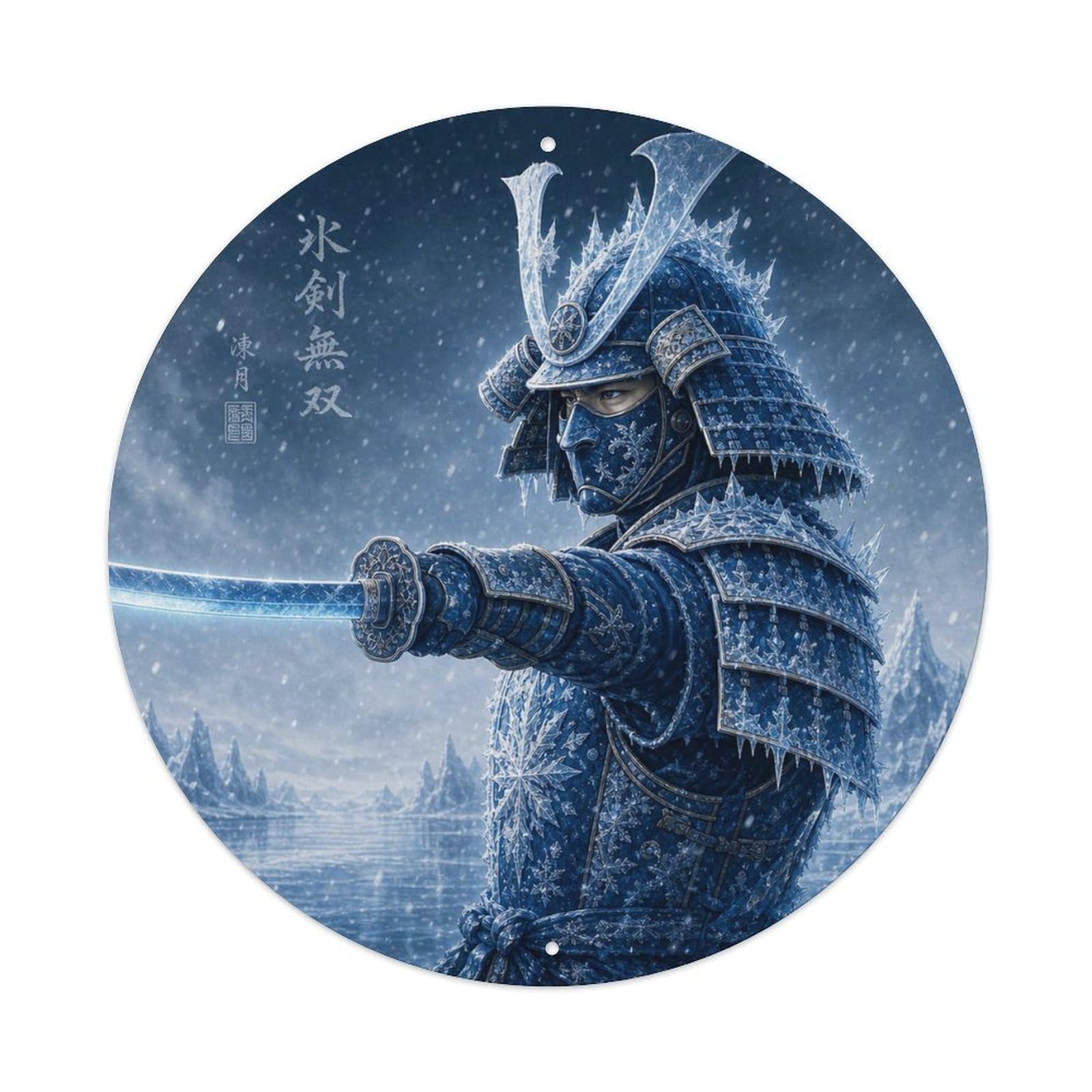 Okngb Style Moonlit Sapphire Ice Side Blade Point Forward Token Metal Tin Sign Plaque Wall Decor For Cafe, Man Cave, Club Bar, Office, Home Garden Round Metal Poster 8X8inch