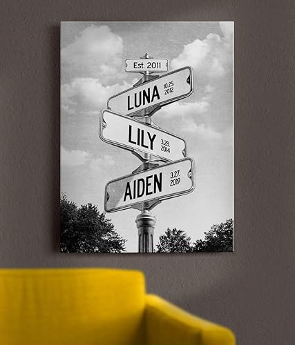 Vista 24 de VIRAGIL Lienzo personalizado para el Día de la Madre – Regalo con nombre personalizado para mamá, abuela, nana, Gigi de hija, hijo, nietos – Arte