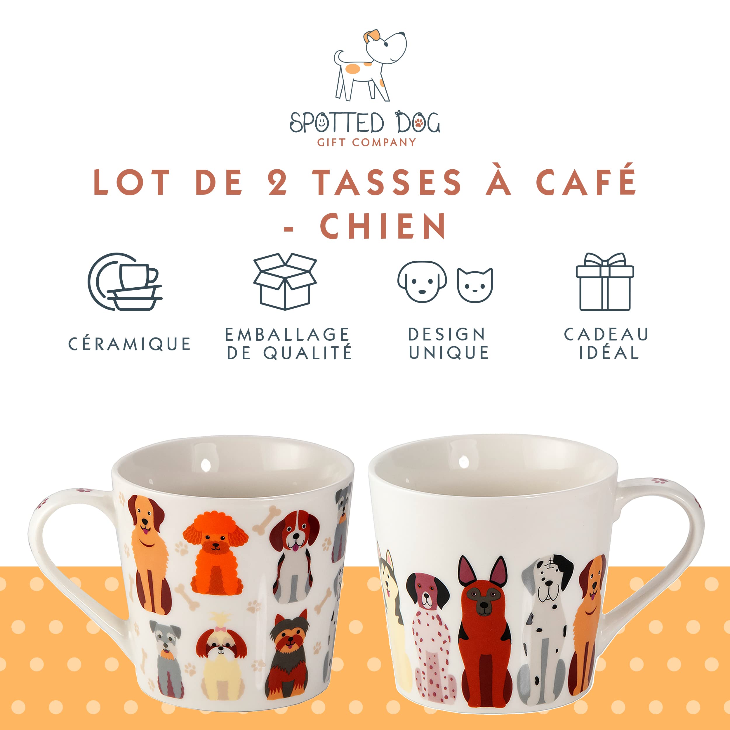 Lot De 2 Tasse Chat Et Chien En Céramique, Ensemble De Mug Original