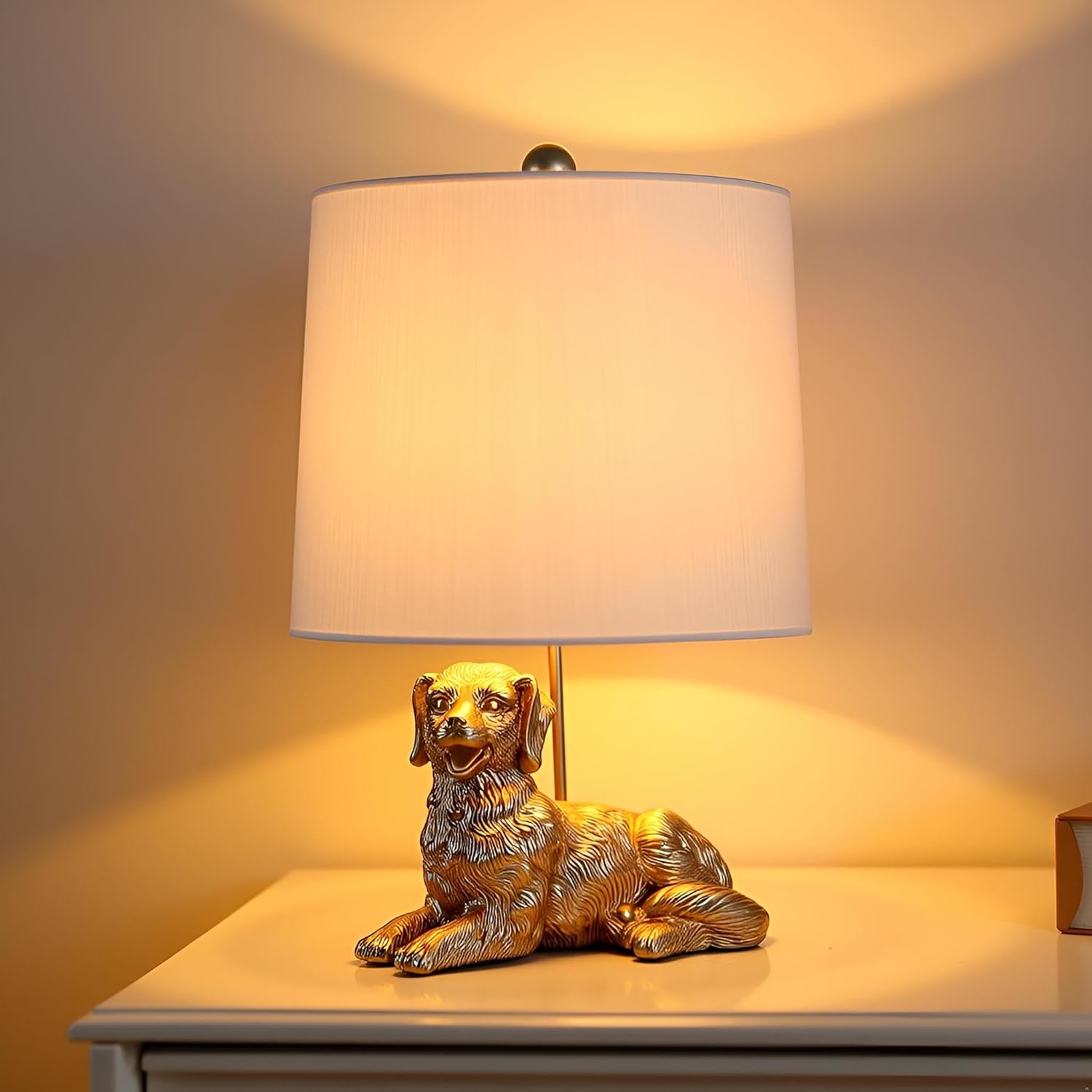 Crestview Collection 18.5" Golden Retriever Dog Table Lamp w/White Linen Shade