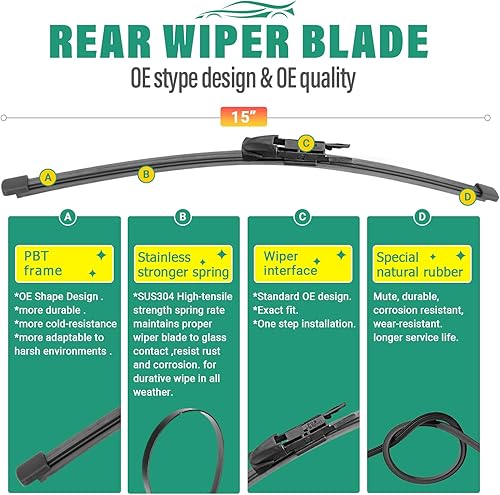 Vista 264 de 26" 20" 16" Windshield Wiper Blades Replacement for Dodge Grand Caravan 2008-2020 / Chrysler Town & Country 2008-2016 Premium All Weather Front Rear