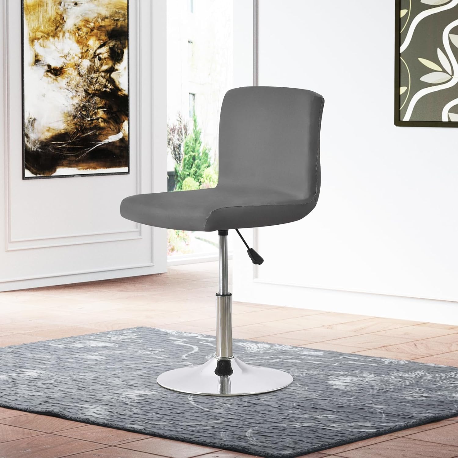 4PCS Bar Stool Slipcovers,Stretch Chair Cover with Backrest Cover,Stretch Removable Covers for Short Swivel Chair Dining Chair,Bar Stool with Backrest (No Chairs),Dark Grey