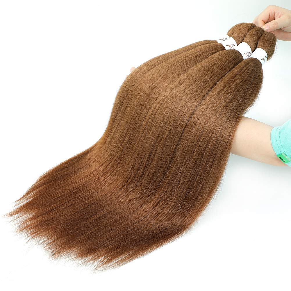 [MULTI PACKS DEAL] Spetra Pre-Stretched Braiding Hair 8 Bundles 24 Inch Auburn Brown- Synthetic Crochet Braids Natural and Soft Box Braids Hot Water Setting Professional Yaki Straight