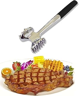 Stainless Steel Meat Tenderizer, Heavy Duty, Double-Sided Use Meat Hammer, Meat Mallet Tool, for Chicken, Conch, Veal Cutlets, Beef & Steak, 9in