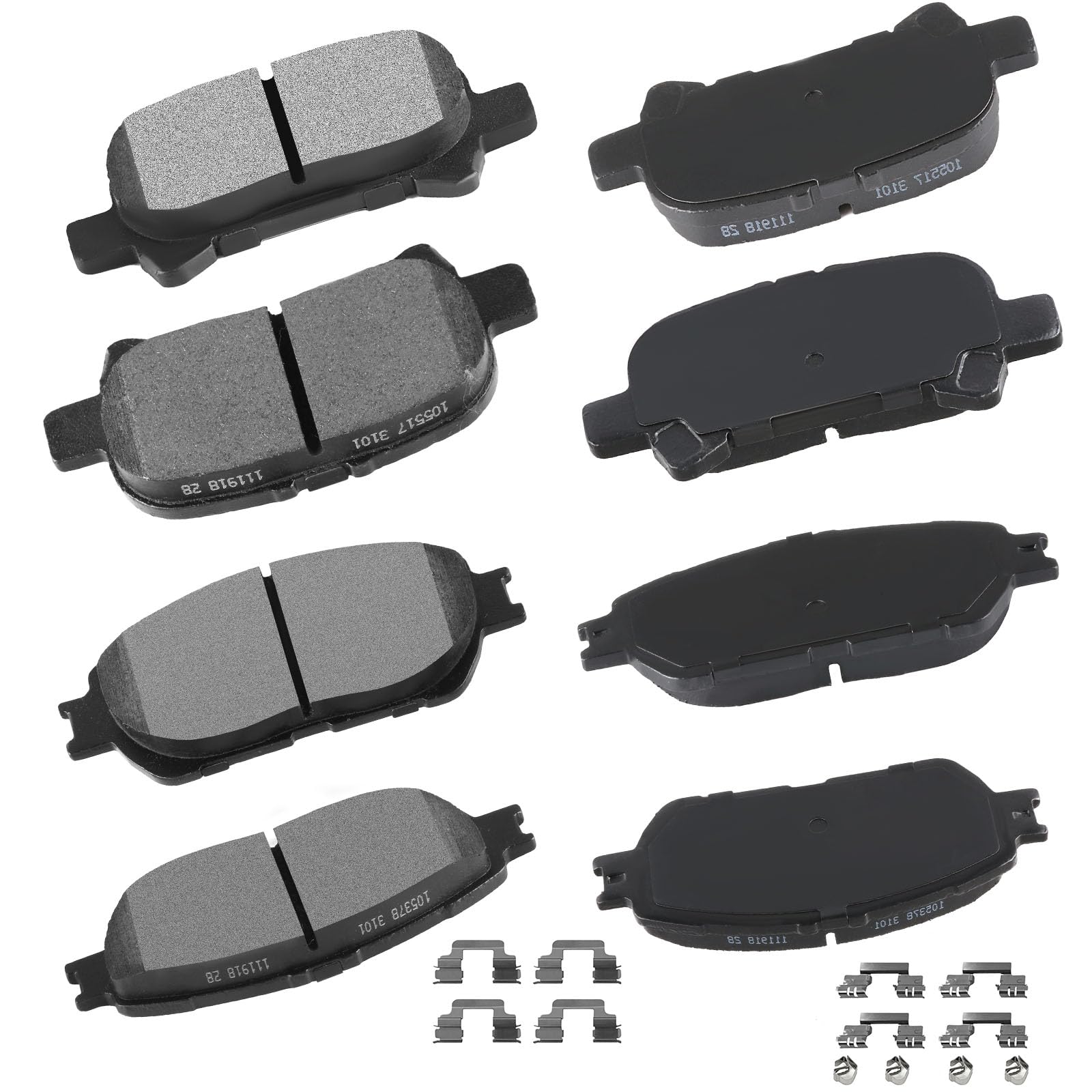 cciyu D906 D828 Brake Pads w/Hardware Front Rear Disc Brake Pad Set