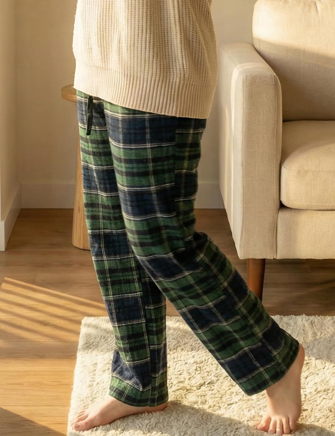 Womens Flannel Pajama Pants 2 Pack, Soft Plaid Sleepwear with Pockets