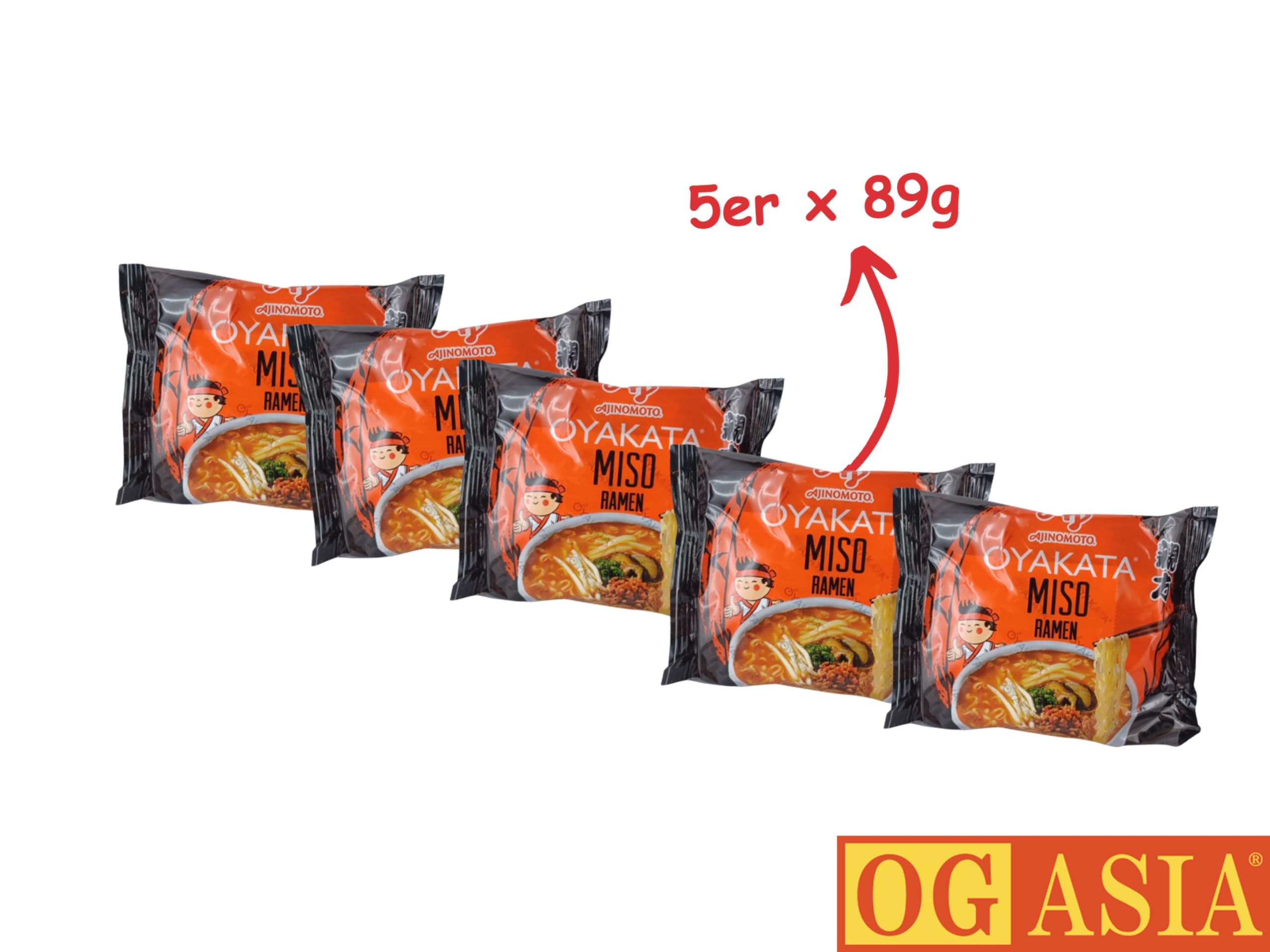 OYAKATA Miso Ramen 89 g Confezione da 5 spaghetti istantanei giapponesi – Gusto autentico – OG ASIA