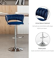 Vista 21 de Gold Velvet Bar Stools Set of 4, Counter Height Barstools with Low Back, Swivel Bar Stool for Kitchen Island, Pub (Grey)