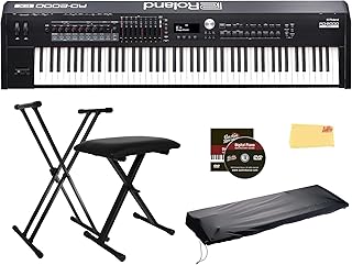 RD-2000EX 88-Key Stage Piano - Black Bundle with Adjustable Stand, Bench, Dust Cover, Online Piano Lessons, Austin Bazaar Instructional DVD, and Polishing Cloth
