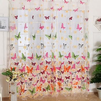 Gzq Verdunkelungsvorhange Fur Fenster Bestickt Mit Schmetterlingen Und Blumen Dekoration Fur Zuhause Wohnzimmer Madchenzimmer Schlafzimmer Mehrfarbig Textil Multi 140x200cm 55x78inch Amazon De Kuche Haushalt