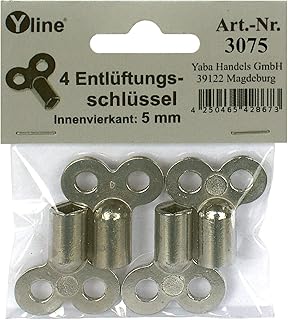 Yline, 3075, Set di chiavi valvola di sfiato per termosifone, 4 pezzi, interno a femmina quadra
