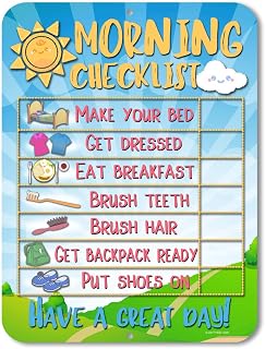 Honey Dew Gifts Daily Morning Routine Reward Chart for Kids and Autism, Tin Learning Calendar for Kids, Teaching Tool, HDG-1029