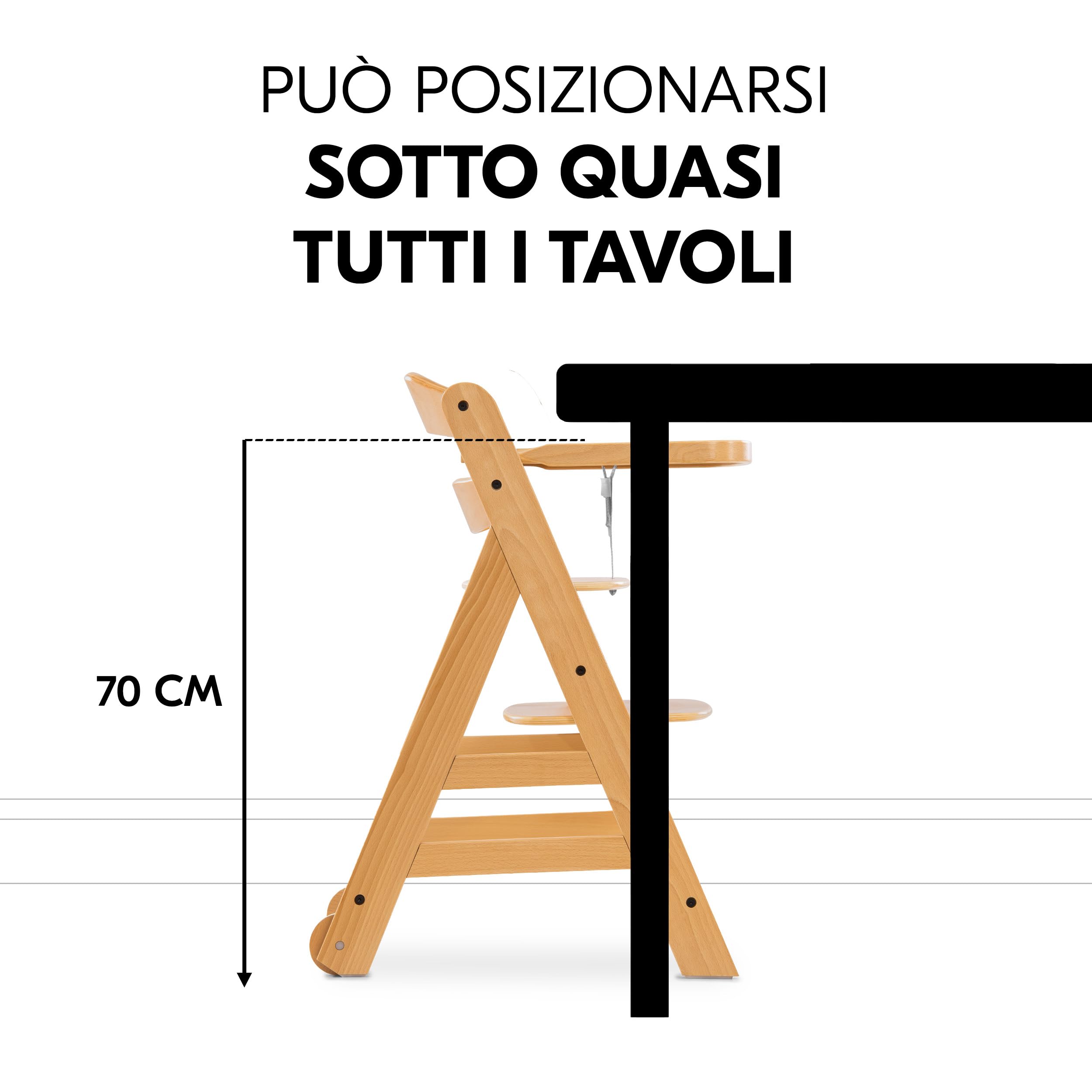 hauck Sediolone Pappa Alpha Move Newborn Set - Seggiolone Pappa Legno Evolutivo Da 0 Mesi con Sdraietta Dondolo Neonati, Cuscino e Vassoio - Legno, Beige