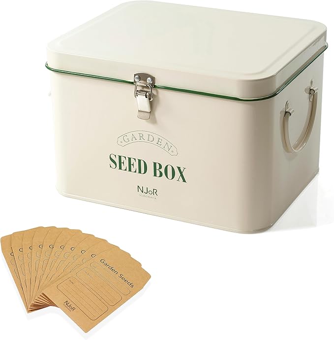 Amazon.com : Steel Seed Packet Storage Box Organizer in Vintage White ...