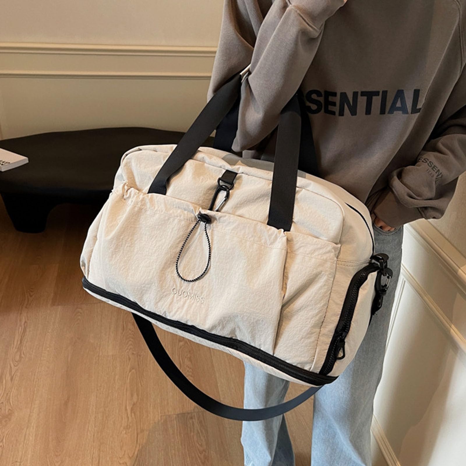 Wasserdichte Reisetasche, erweiterbar, für Fitnessausrüstung, Schwimmzubehör und Ausflüge, erweiterbare Sporttasche, khaki, Mass Beauty