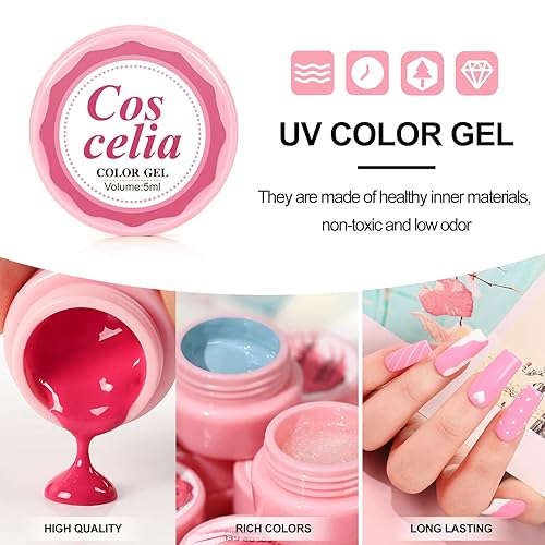 Miniatura 5 de Kit de poligel de uñas  3 piezas de gel de extensión de uñas de polietileno con lámpara de uñas, 3 piezas de esmalte de uñas de gel con purpurina,