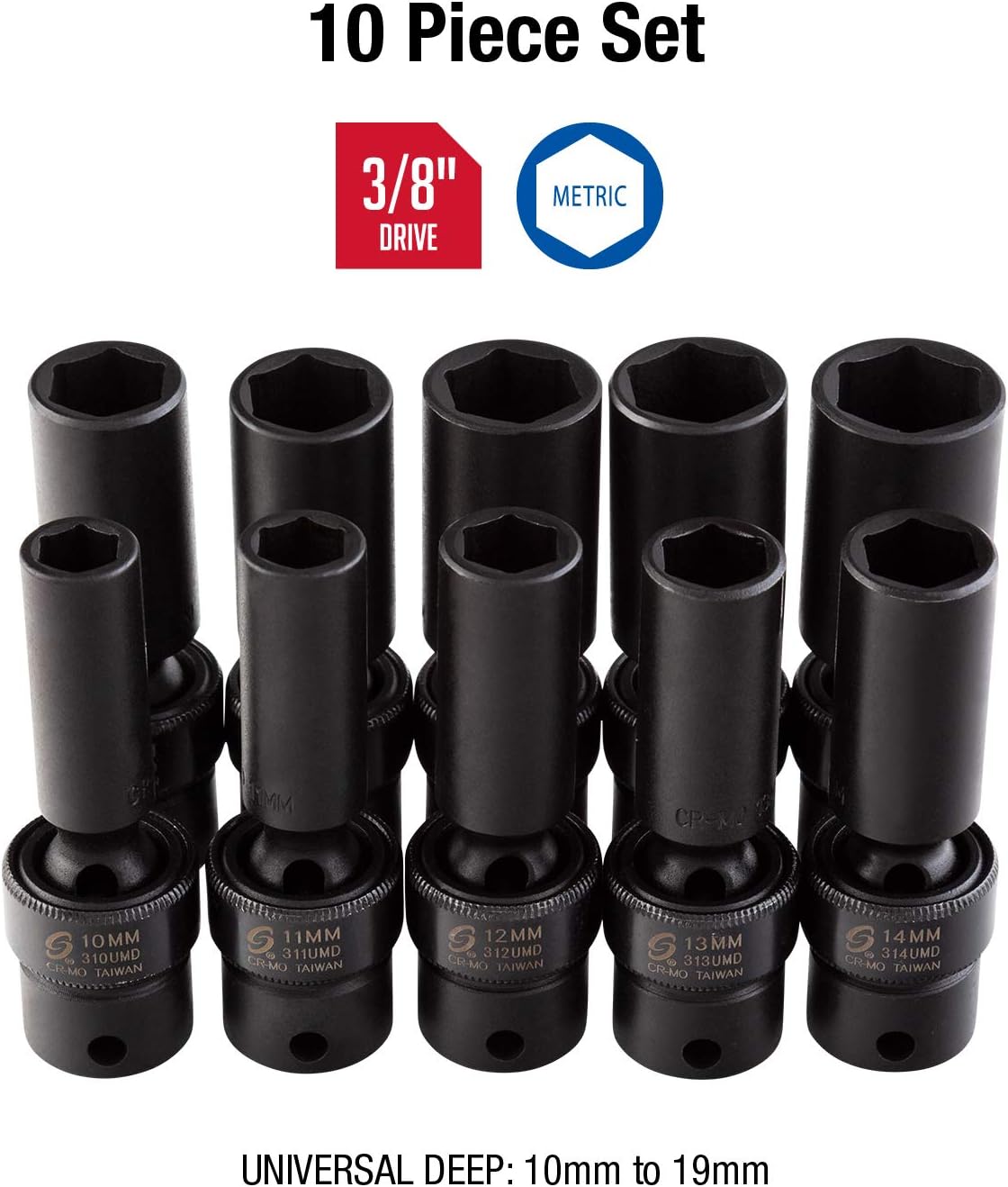 Free Shipping Offer Sunex 3660 3/8-Inch Drive Deep Metric Universal Socket Impact Set, 10-Piece