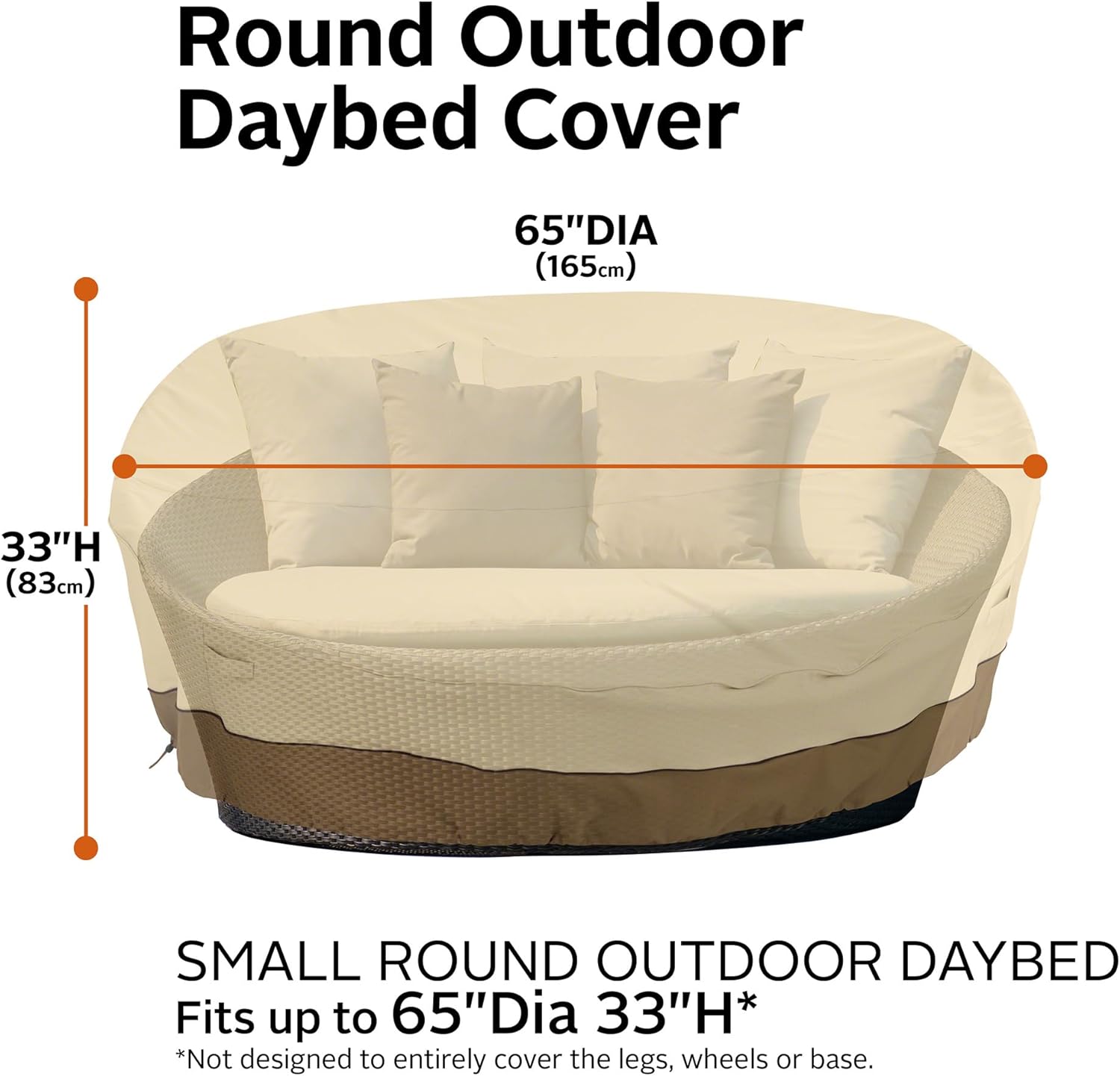 Classic Accessories Veranda Weatherproof 65 Inch Round Patio Daybed Cover