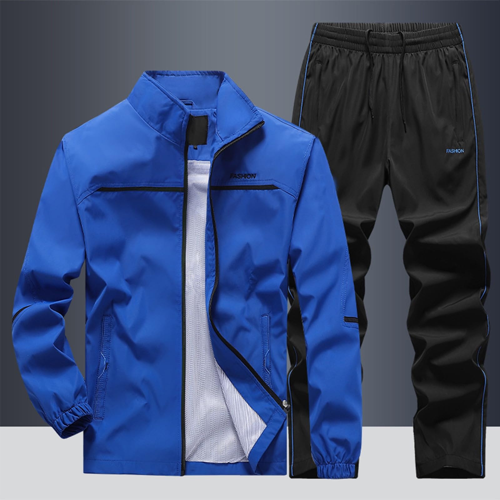 Tute da Ginnastica Uomo Maniche Lunghe Felpa con Cerniera e Jogging Pantaloni Sportiva Set