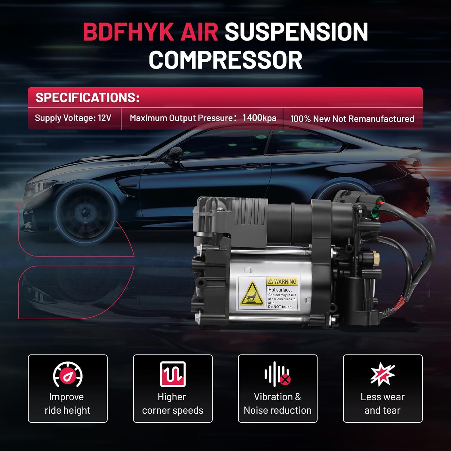 BDFHYK Air Suspension Compressor Kit Heavy Duty 12V Compatible with Hyundai Equus V8 4.6L 2011, Equus V8 5.0L 2012-2016 - Replacement 55881-3M000,55880-3N000,15155000302 OE Fit