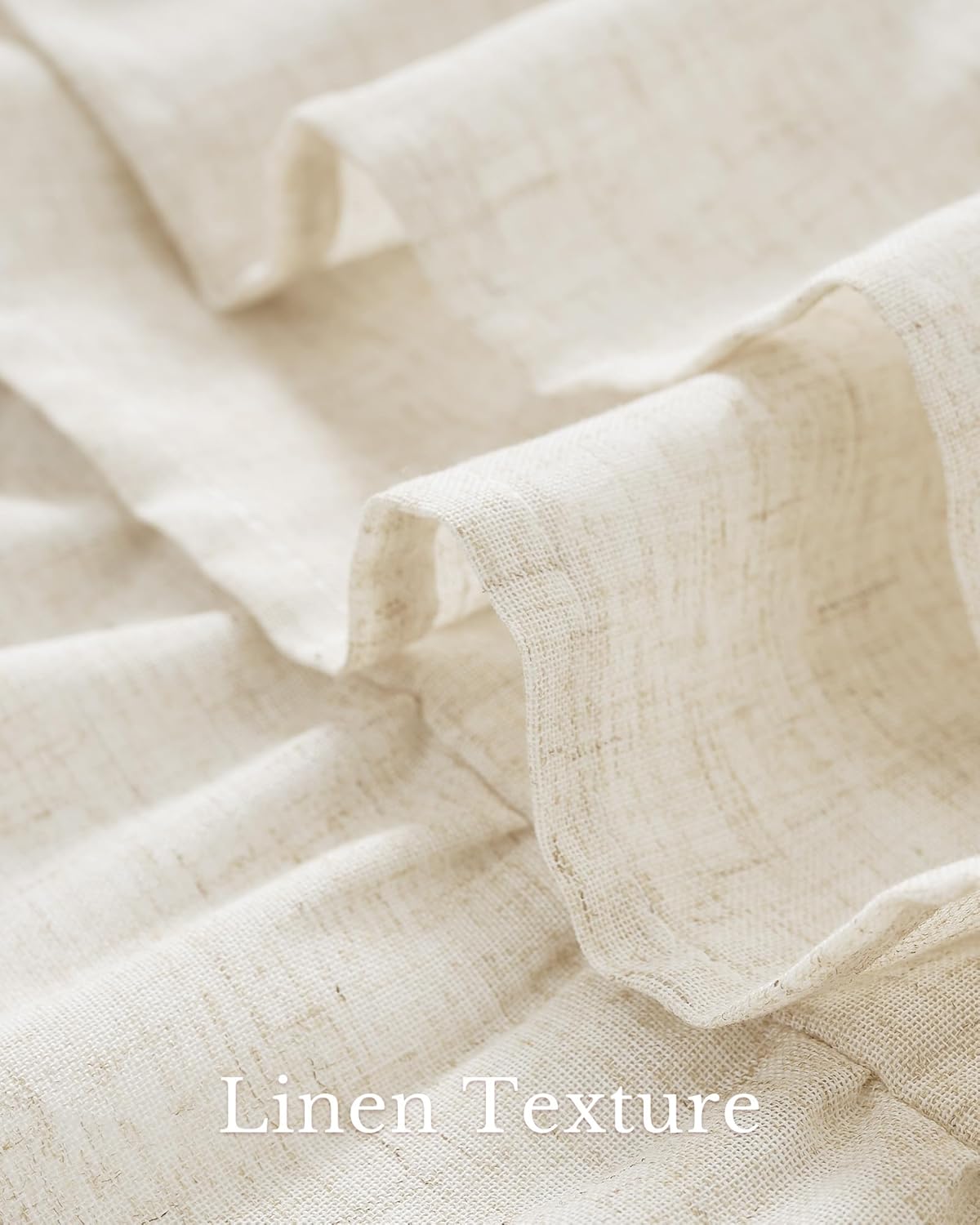 NICETOWN Farmhouse Valance Curtains 18 Inches Long for Kitchen & Bathroom, Rod Pocket Ruffled Three-Tiered Linen Texture, Shabby Chic Light Filtering Window Treatments, 52 W