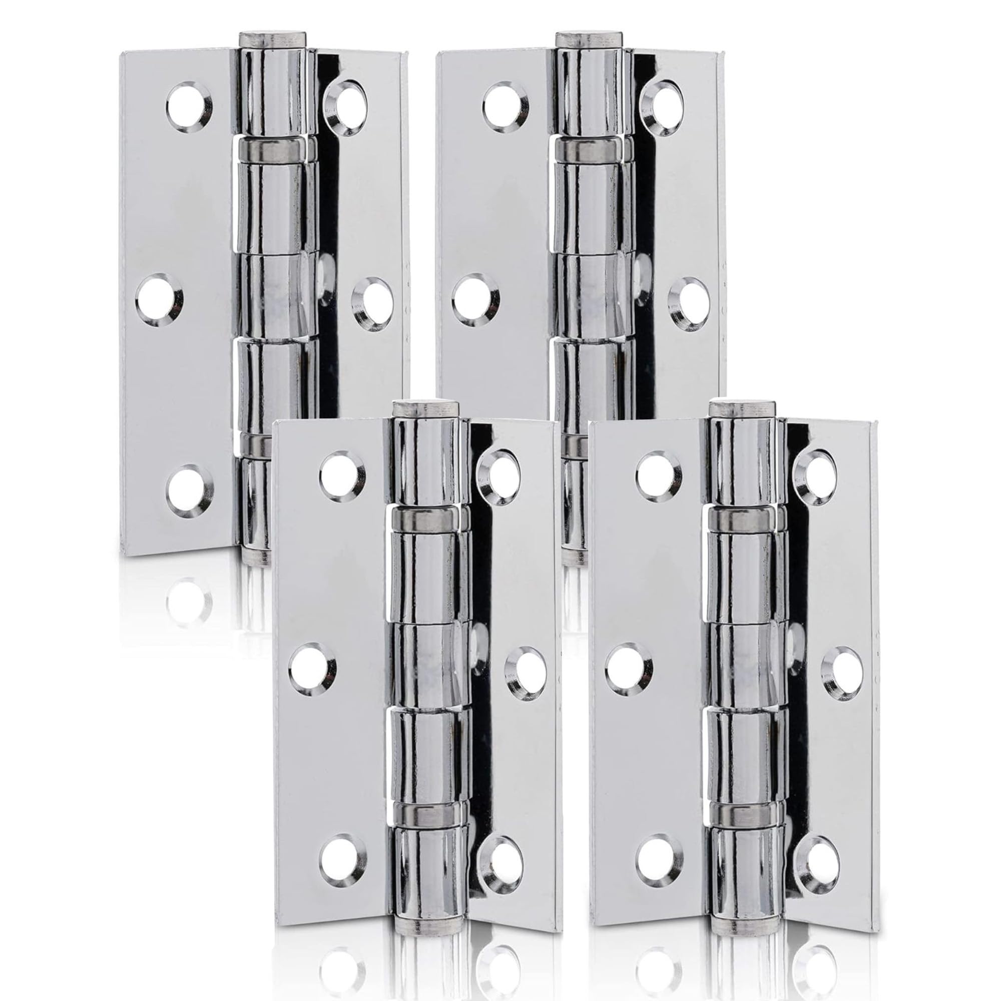 B&Q -  Uap Mild Steel Ball Bearing Butt Hinge 75X50mm Pack Of 4 In Polished Chrome Finish