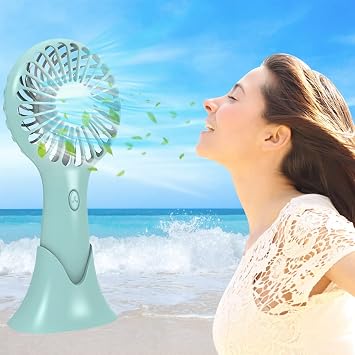Hand Held Fan Rechargeable, Lightweight Powerful Portable Portable Fans with Base,3 Speeds Adjustable Ultra Quiet High-Speed Hand Held Fan Rechargeable for Vacation Outdoor Traveling