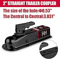 Vista 4 de Acoplador de Remolque Recto Negro Bola de 2" Ancho de Canal de 2" 3500 LBS Acoplador de Lengüeta de Remolque