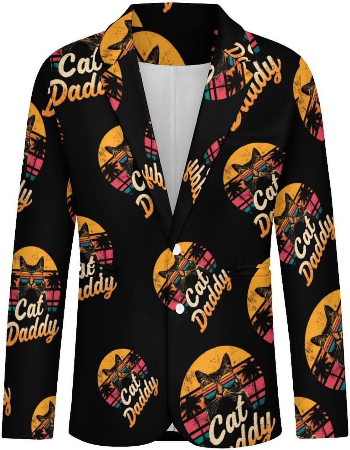 Cats Daddy Printed Men's Blazer Slim Fit Suit Jackets 6X-Large