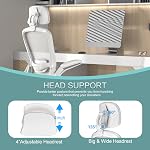 Mimoglad chaise de bureau, chaise de bureau Comfy, chaise d'ordinateur ergonomique haut dos avec support Lombar & Accoudoir, accoudoirs pour jouer de la guitare, chaise de travail pivotante (Moderne, Blanc Ivoire)