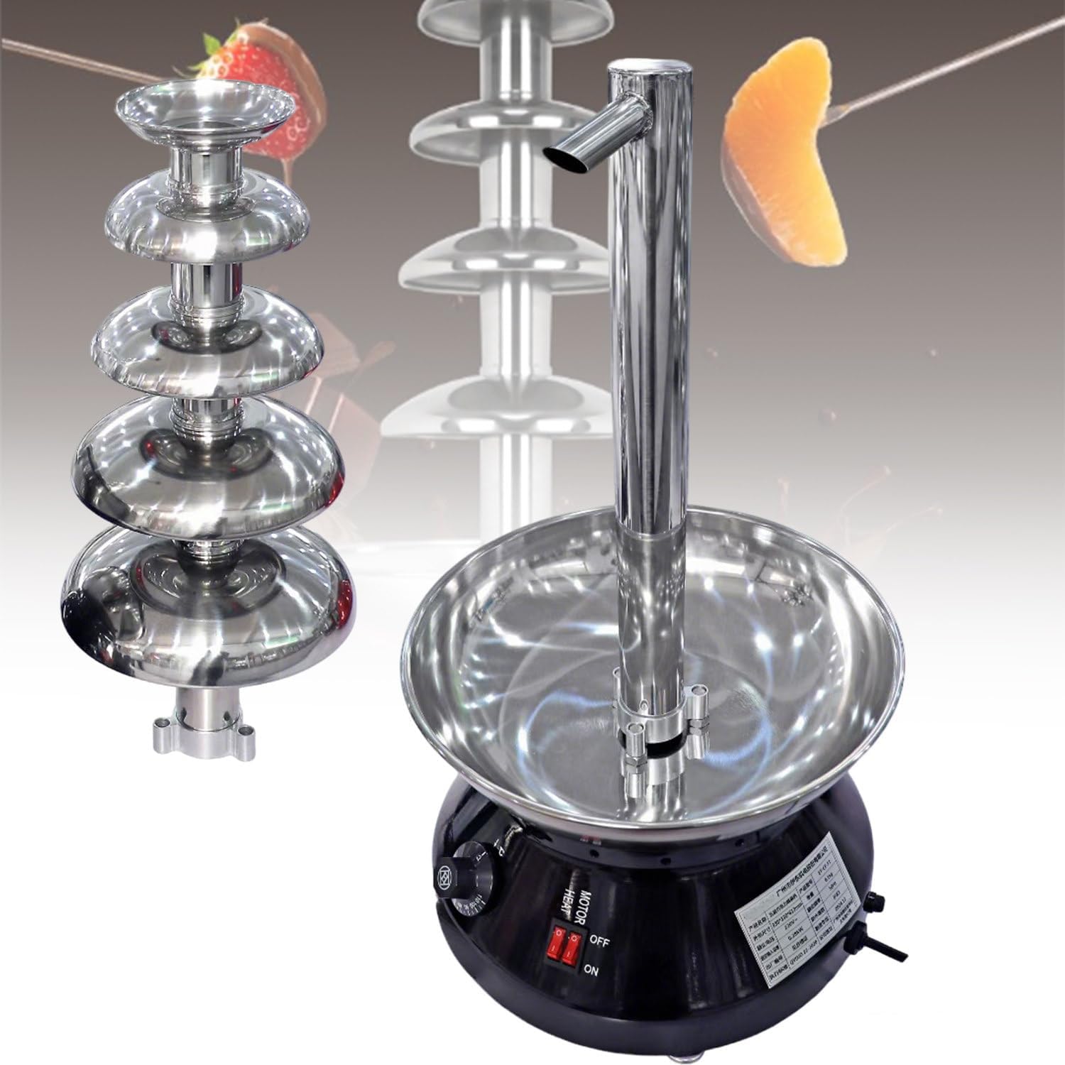 5-Tier Chocolate Fountain Machine with Faucets,Stainless Steel Chocolate Fondue Fountain Warmer with Detachable Parts for Party, Wedding, Birthday, Buffet Restaurants Red