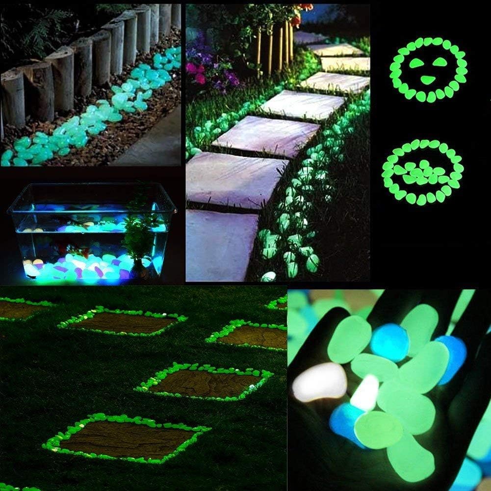 2.4Lbs 550 Pcs Glow in The Dark Garden Pebbles, Gardening Luminous Glow Stones Outdoor Decor Glowing Water Fish Tank Gravel (Green)