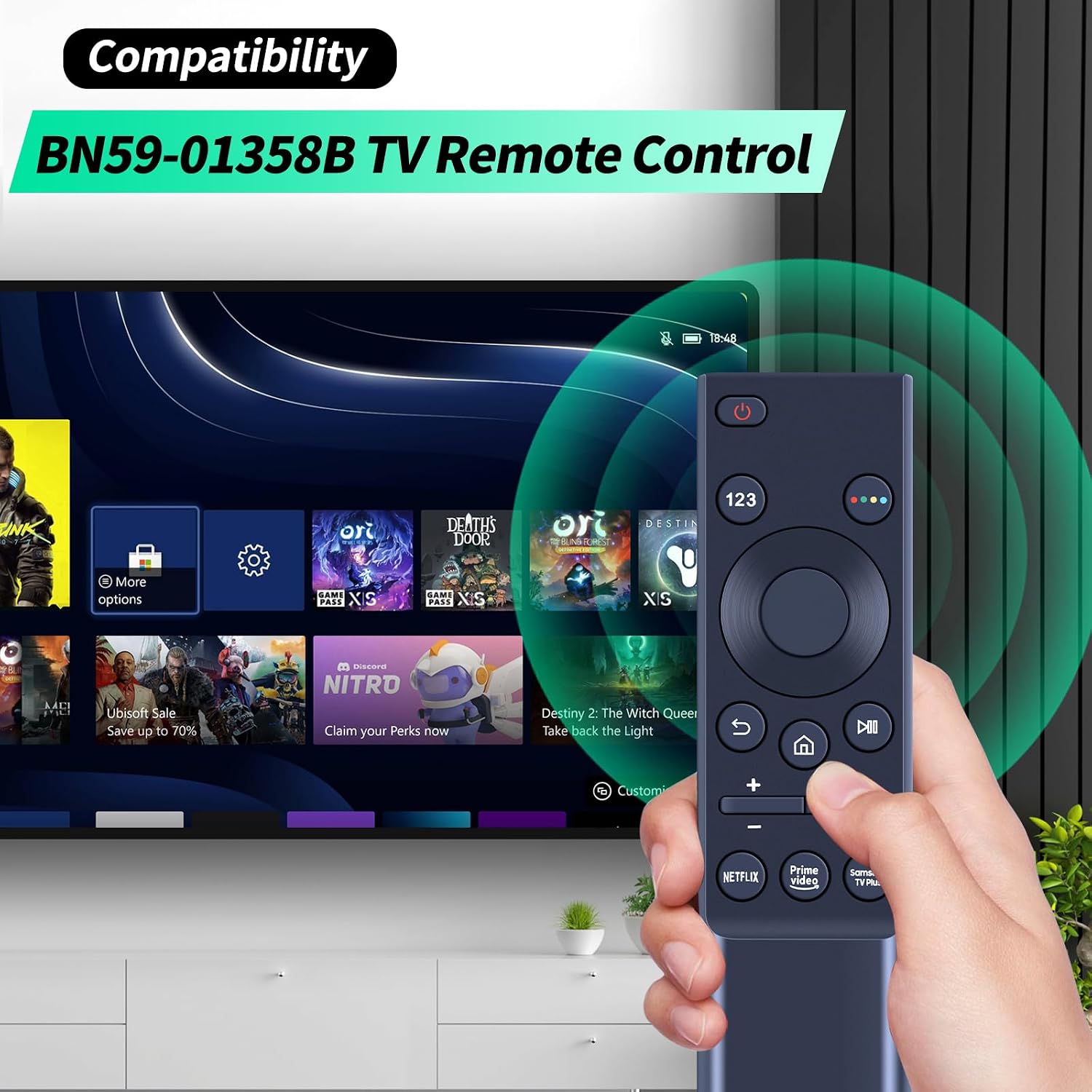 BN59-01358B Remote Control Replacement Sub BN59-01388A BN59-01388B BN59-01388C for Samsung UHD 4K AU7170 TV 2021 GU55AU7179U GU55AU7179UXZG UE55AU7170U UE55AU7170U/XZT UE43AU7175UXXC image 2
