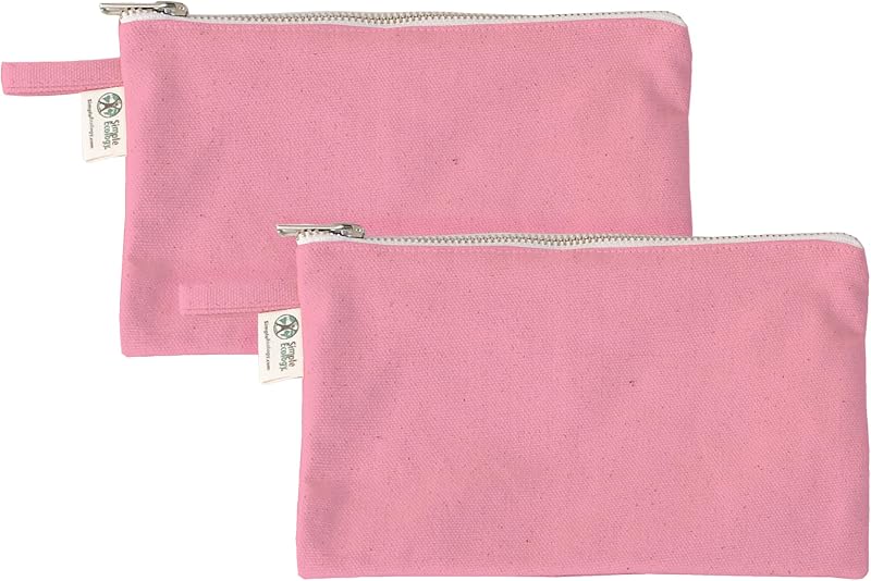 Simple Ecology Necessaire de lona de algodão orgânico com zíper rosa