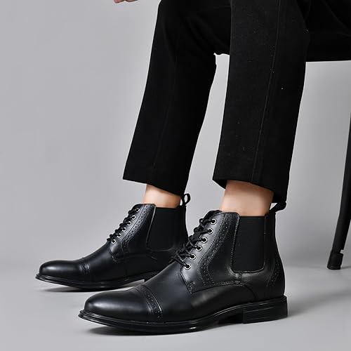 Vista 8 de ArcBrothers Men's Dress Boots Dress Boots For Men Boots for Men Leather Boots Ankle Causl Boots Between Casual And Dressy