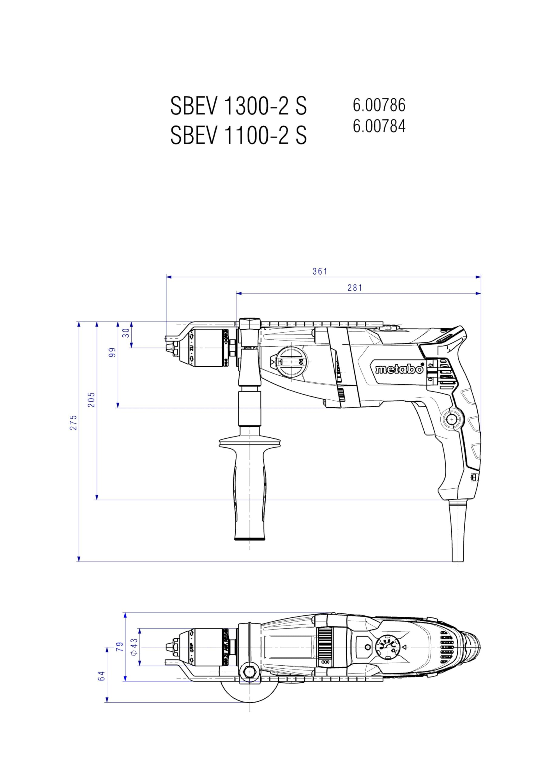 Metabo - Perceuse à percussion 1100W 43mm - SBEV 1100-2 S