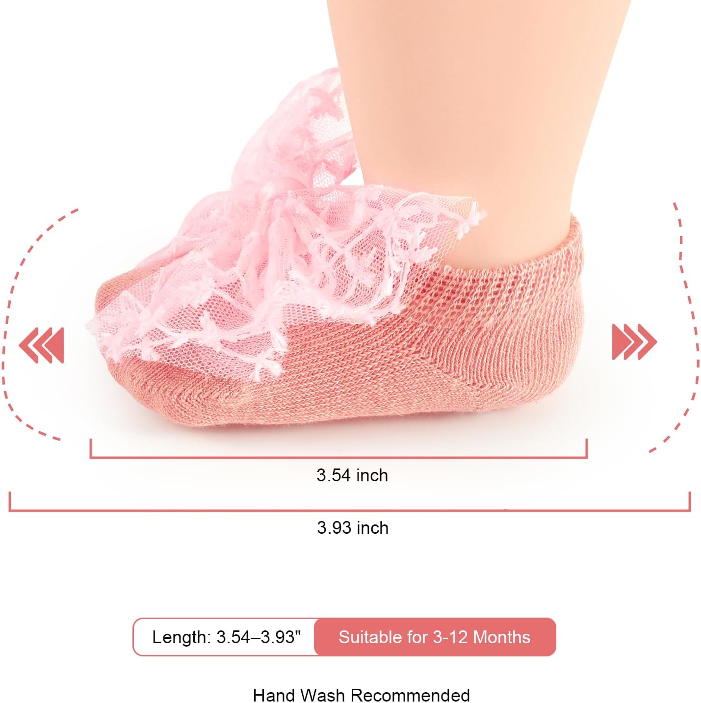 SAOROPEB 4-Pair Baby Girls Socks, Non-Slip Grips for Babies Toddler, Ankle Socks for Girls - Image 5