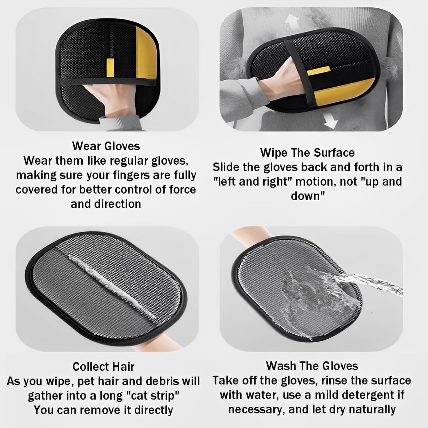 Pet Hair Removal Glove for Cats & Dogs, Newly Upgraded Reusable Electrostatic Dog Hair Gloves, Pet Hair Remover Tool for Couch, Carpet, Clothing and Bedding