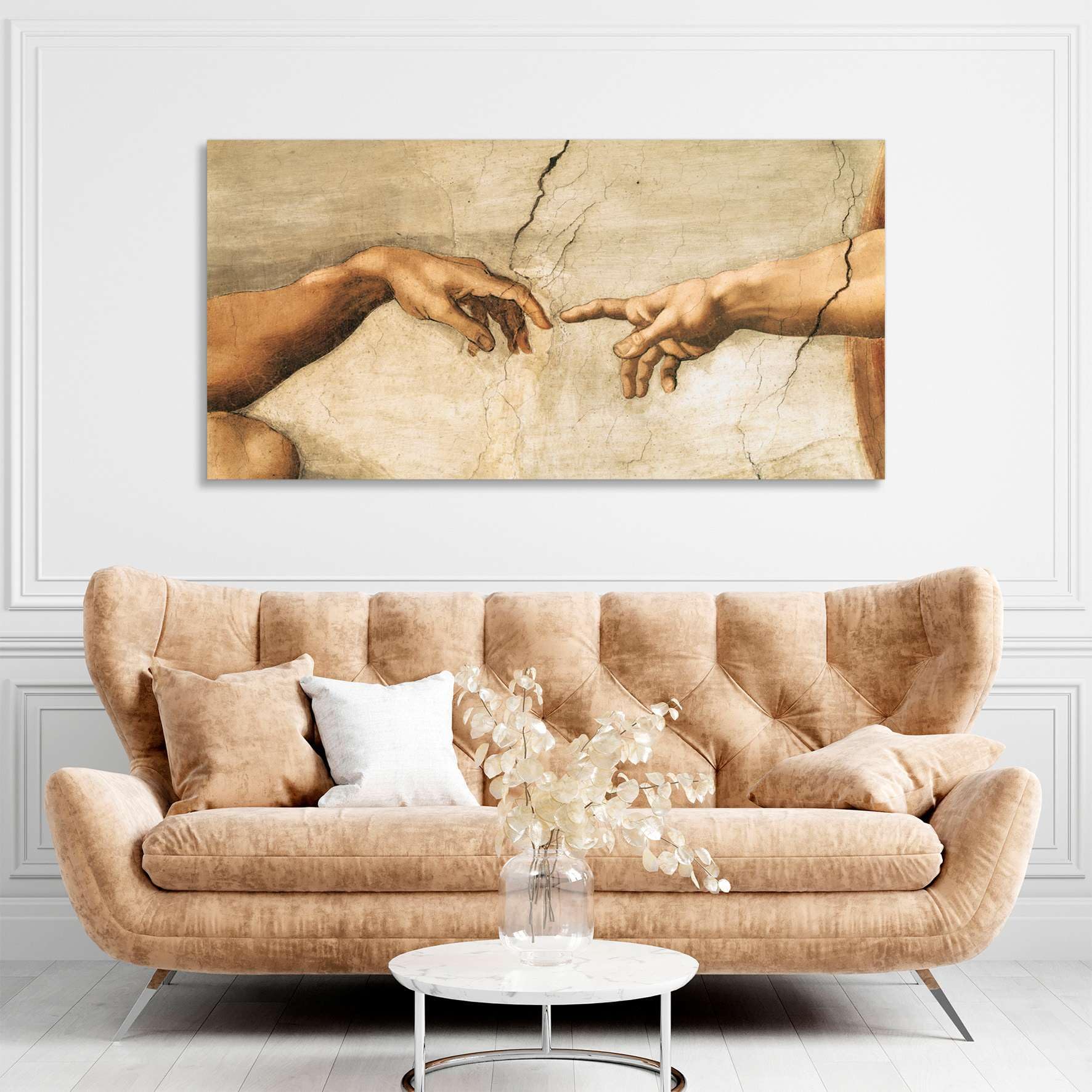 Generico Michelangelo Buonarroti – La creazione di Adamo (dettaglio) – quadro stampa su tela con telaio in legno - 120x60 cm