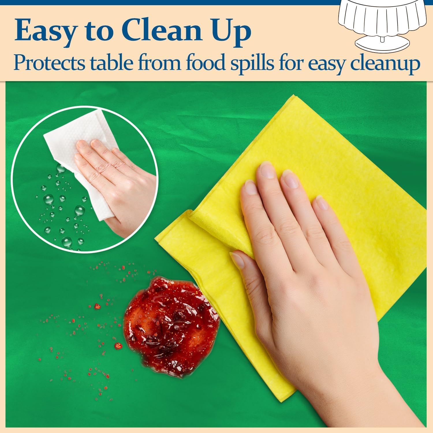 20 Pack Green Round Plastic Tablecloth, 84" Disposable Table Cloth Party Table Cover, Plastic Table Cloth for Birthday Wedding Party - Image 5