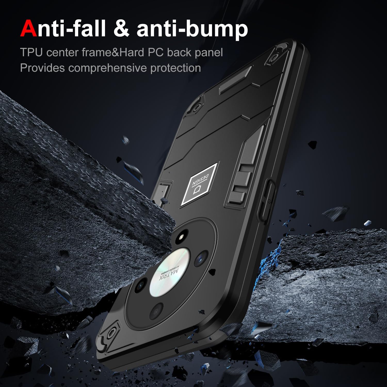 Phone Case Compatible with Honor Magic6 Lite,Compatible with Honor X9b 5G ALI-NX1 ALI-NX3 / X50 GT ALP-AN00 / X50 5G ALI-AN00 Case Dual-Layer Drop-Proof TPU+PC 2-in-1 Protective Case Black - Image 4